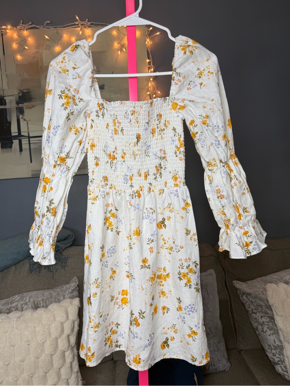 Reformation Zoya Linen Floral Mini Dress XS Cottagecore Puff Sleeve - Picture 2 of 6